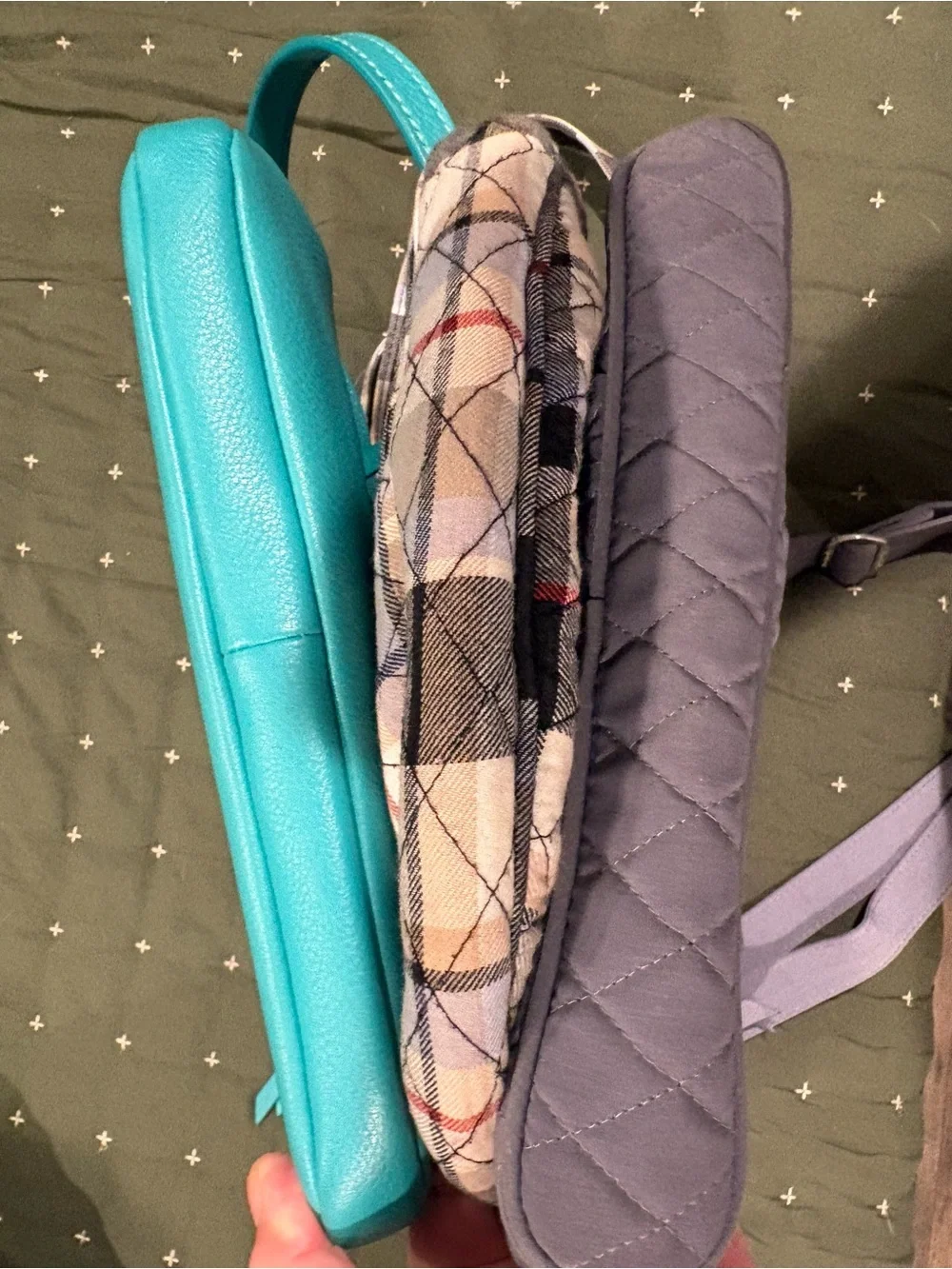 Vera Bradley (3 bags) two are quilted one is leather.